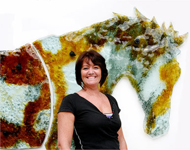 rena holford, hagg hill glass, with life size glass horse
